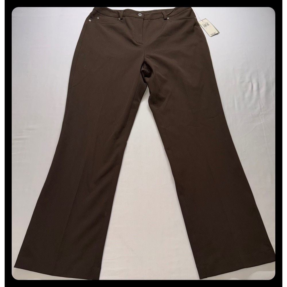 Rafaella Dress Pants Womens 10P Brown Textured Stretch Career Trousers
